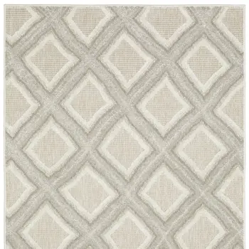 10' X 13' Gray And Beige Diamond Area Rug
