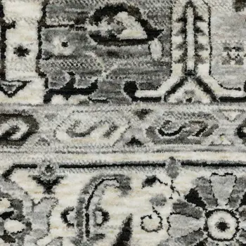 10' X 13' Gray And Ivory Medallion Area Rug With Fringe