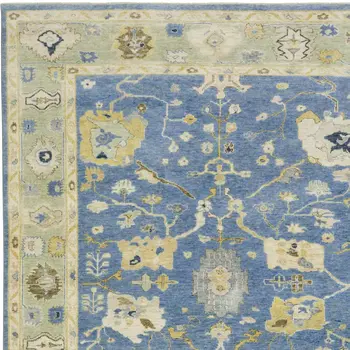 10' X 14' Blue And Green Wool Oriental Hand Knotted Area Rug With Fringe