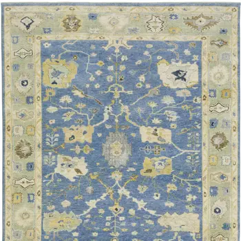10' X 14' Blue And Green Wool Oriental Hand Knotted Area Rug With Fringe