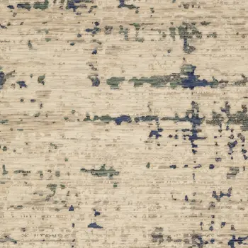 10' X 13' Beige And Green Abstract Area Rug With Fringe