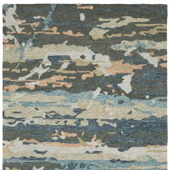 8' X 10' Gray And Blue Wool Abstract Hand Tufted Area Rug