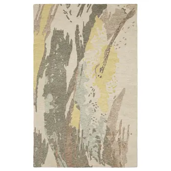 8' X 10' Beige And Yellow Wool Abstract Hand Tufted Area Rug