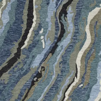 8' X 10' Blue And Teal Wool Abstract Hand Tufted Area Rug
