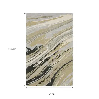 8' X 10' Gray Wool Abstract Hand Tufted Area Rug