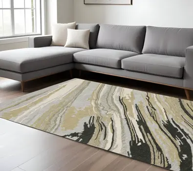 8' X 10' Gray Wool Abstract Hand Tufted Area Rug