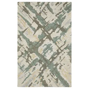 8' X 10' Gray And Teal Wool Abstract Hand Tufted Area Rug