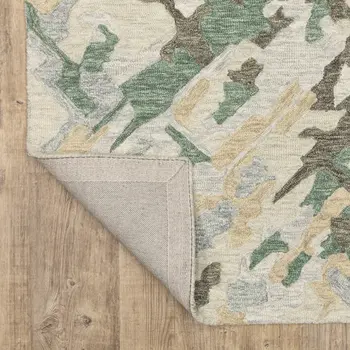 8' X 10' Gray And Teal Wool Abstract Hand Tufted Area Rug