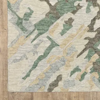 8' X 10' Gray And Teal Wool Abstract Hand Tufted Area Rug