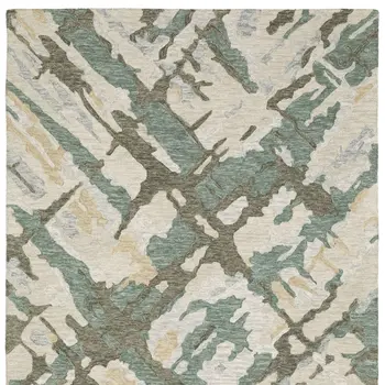 8' X 10' Gray And Teal Wool Abstract Hand Tufted Area Rug