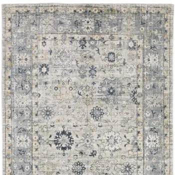 8' X 10' Gray And Blue Oriental Hand Tufted Area Rug