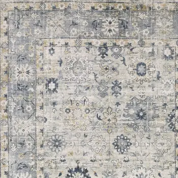 8' X 10' Gray And Blue Oriental Hand Tufted Area Rug
