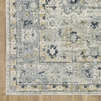 9' X 12' Gray And Blue Oriental Hand Tufted Area Rug