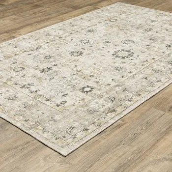 10' X 14' Beige And Gold Oriental Hand Tufted Area Rug
