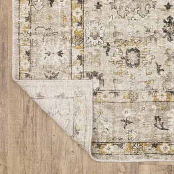 10' X 14' Beige And Gold Oriental Hand Tufted Area Rug