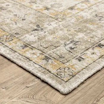8' X 10' Beige And Gold Oriental Hand Tufted Area Rug