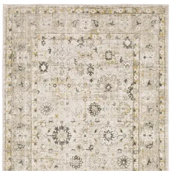 9' X 12' Beige And Gold Oriental Hand Tufted Area Rug