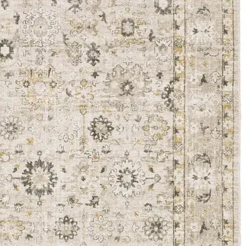 9' X 12' Beige And Gold Oriental Hand Tufted Area Rug