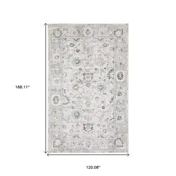 10' X 14' Ivory And Teal Blue Oriental Hand Tufted Area Rug