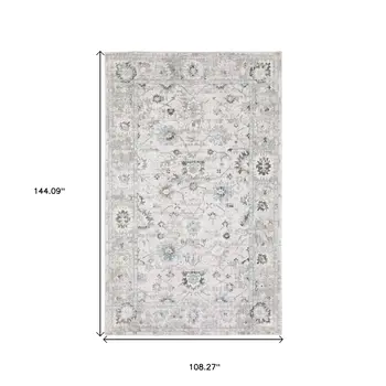 9' X 12' Ivory And Teal Blue Oriental Hand Tufted Area Rug