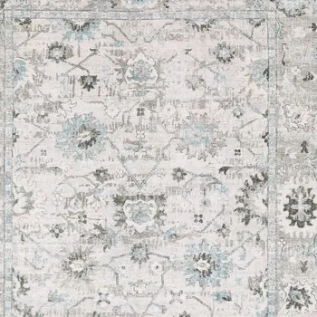 9' X 12' Ivory And Teal Blue Oriental Hand Tufted Area Rug