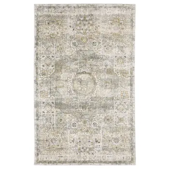 10' X 14' Gray And Gold Medallion Hand Tufted Area Rug