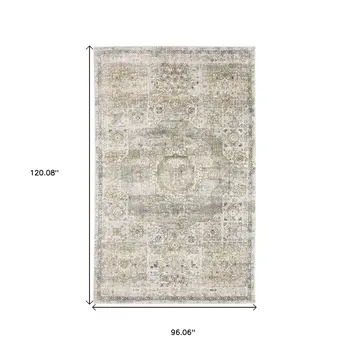 8' X 10' Gray And Gold Medallion Hand Tufted Area Rug
