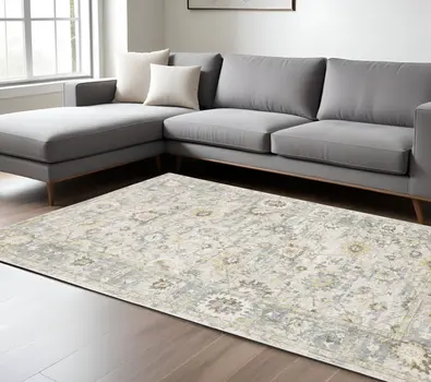 10' X 14' Ivory And Blue Oriental Hand Tufted Area Rug