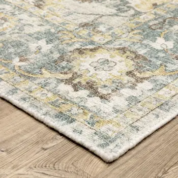 10' X 14' Ivory And Blue Oriental Hand Tufted Area Rug