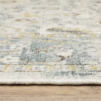 10' X 14' Ivory And Blue Oriental Hand Tufted Area Rug