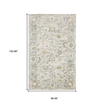 8' X 10' Ivory And Blue Oriental Hand Tufted Area Rug