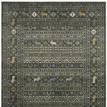 4' X 6' Blue And Gold Southwestern Area Rug