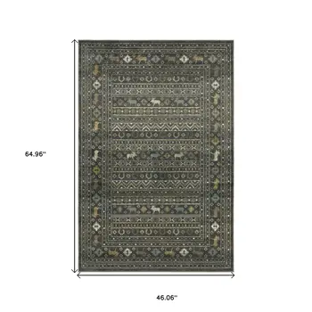 4' X 6' Blue And Gold Southwestern Area Rug