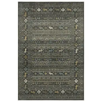 4' X 6' Blue And Gold Southwestern Area Rug