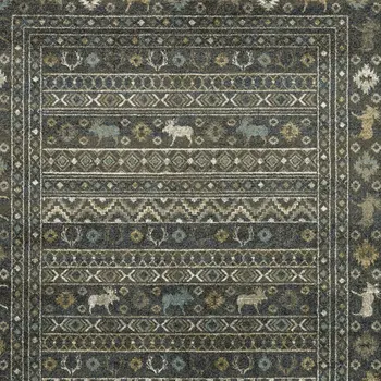 4' X 6' Blue And Gold Southwestern Area Rug