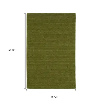 5' X 8' Green Wool Hand Tufted Area Rug