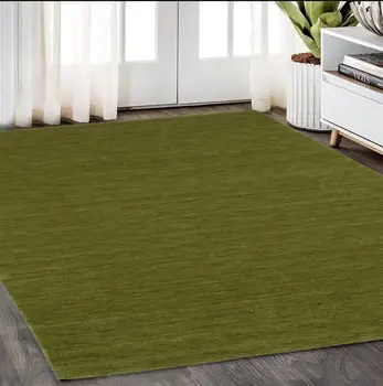 5' X 8' Green Wool Hand Tufted Area Rug