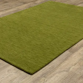 5' X 8' Green Wool Hand Tufted Area Rug