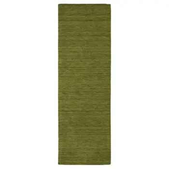 8' Green Wool Hand Tufted Runner Rug
