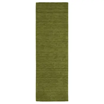8' Green Wool Hand Tufted Runner Rug