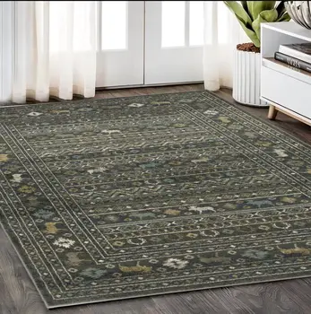 5' X 7' Blue And Gold Southwestern Area Rug