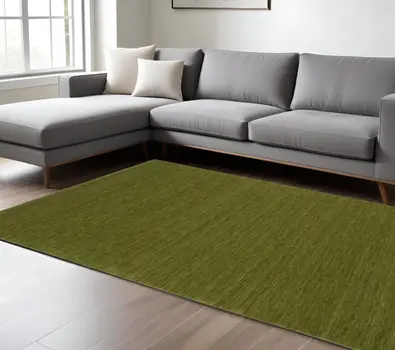 6' X 9' Green Wool Hand Tufted Area Rug