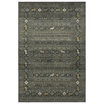 7' X 9' Blue And Gold Southwestern Area Rug