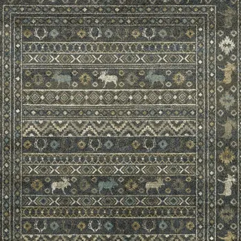 7' X 9' Blue And Gold Southwestern Area Rug