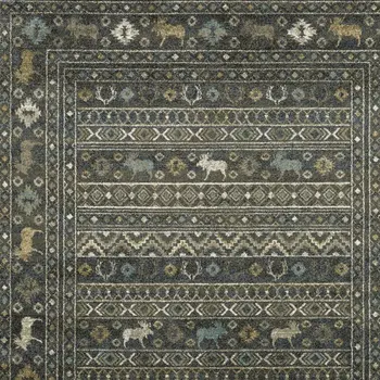 8' X 10' Blue And Gold Southwestern Area Rug