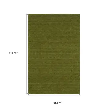 8' X 10' Green Wool Hand Tufted Area Rug