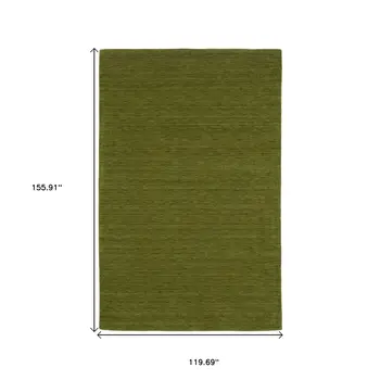10' X 13' Green Wool Hand Tufted Area Rug