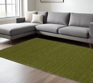 10' X 13' Green Wool Hand Tufted Area Rug