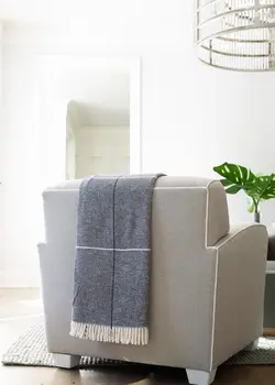 51" X 67" Light Gray Cotton Woven Geometric Plush Throw Blanket with Fringe