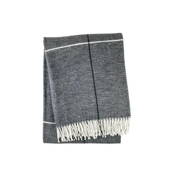 51" X 67" Light Gray Cotton Woven Geometric Plush Throw Blanket with Fringe
